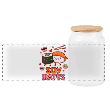 Soy Mates Valentine – Lustiger Sushi-Humor - Panorama Keksdose mit Holzdeckel - Weiß - Vorne