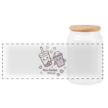Boba Amis: Mélange Parfait - Boîte à biscuits avec couvercle en bois - blanc - Devant