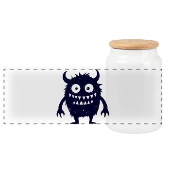 Petit monstre sombre et mignon drôle - Boîte à biscuits avec couvercle en bois - blanc - Devant