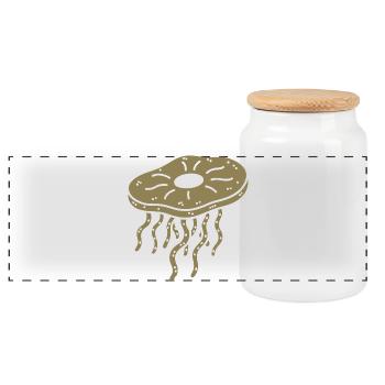 Minimalist Kombucha SCoby Tea Jellyfish - Panoramic Cookie Jar with Wooden Lid - white - Front