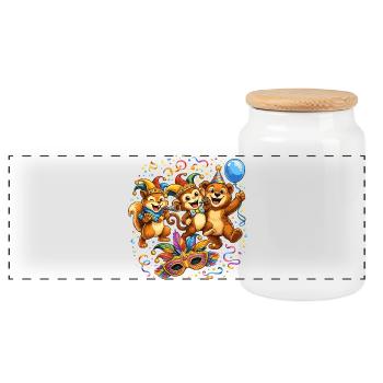 Animaux de carnaval drôles – Motif coloré de carnaval - Boîte à biscuits avec couvercle en bois - blanc - Devant