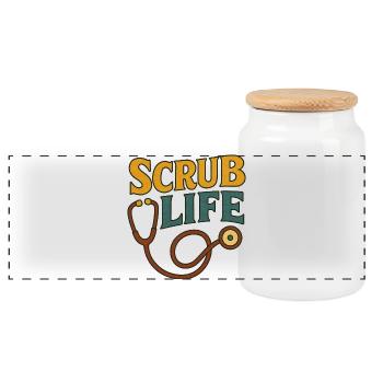 Scrub Life Medizinisches Stethoskop - Panorama Keksdose mit Holzdeckel - Weiß - Vorne
