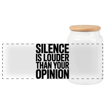Silence is louder than your opinion - Panorama Keksdose mit Holzdeckel - Weiß - Vorne