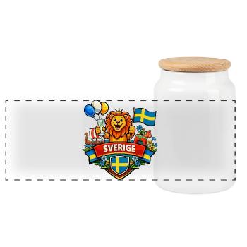 Logo joyeux de la Suède - Boîte à biscuits avec couvercle en bois - blanc - Devant