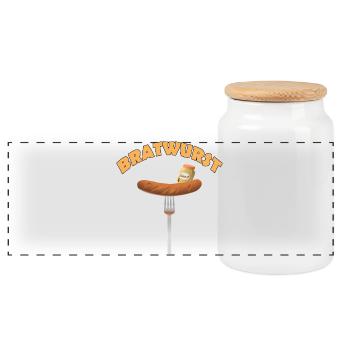 Bratwurst - Boîte à biscuits avec couvercle en bois - blanc - Devant