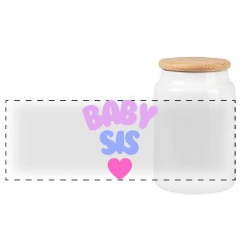 Baby Sis Love - Panoramic Cookie Jar with Wooden Lid - white - Front