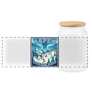 Aspen Colorado Sports d’hiver Ski Snowboard Winterurl - Boîte à biscuits avec couvercle en bois - blanc - Devant