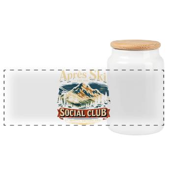 Vintage Après Ski Retro 90s Gift Funny - Panoramic Cookie Jar with Wooden Lid - white - Front