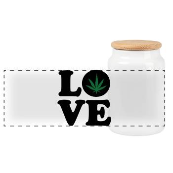 Love weed cannabis  - Boîte à biscuits avec couvercle en bois - blanc - Devant