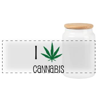 J'aime le cannabis - Boîte à biscuits avec couvercle en bois - blanc - Devant
