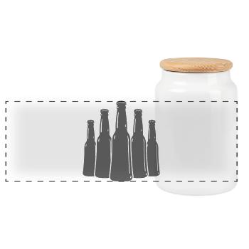 Bierflaschen Silhouetten Reihe - Panorama Keksdose mit Holzdeckel - Weiß - Vorne