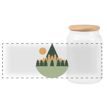 Wald Berge Natur Vintage Retro Berge Tannenbaum - Panorama Keksdose mit Holzdeckel - Weiß - Vorne