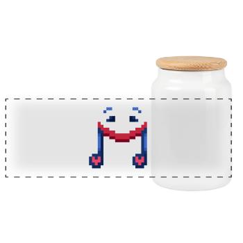 Pixel Art de notes de musique souriantes - Boîte à biscuits avec couvercle en bois - blanc - Devant
