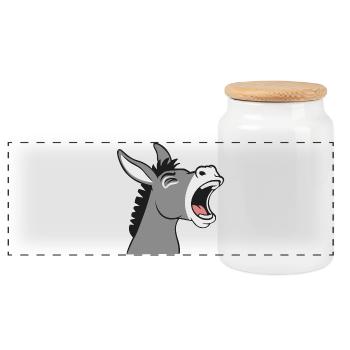 Tête de dessin animé d’âne bruyante - Boîte à biscuits avec couvercle en bois - blanc - Devant