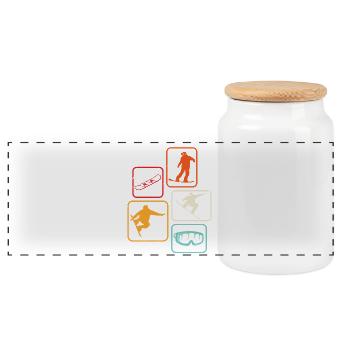Snowboard rétro Snowboard Ski - Boîte à biscuits avec couvercle en bois - blanc - Devant