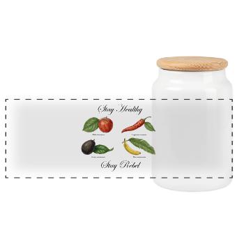 Stay Healthy, Stay Rebel! - Panoramic Cookie Jar with Wooden Lid - white - Front