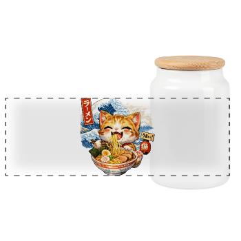 Große Ramen Wave T Shirt - Panorama Keksdose mit Holzdeckel - Weiß - Vorne