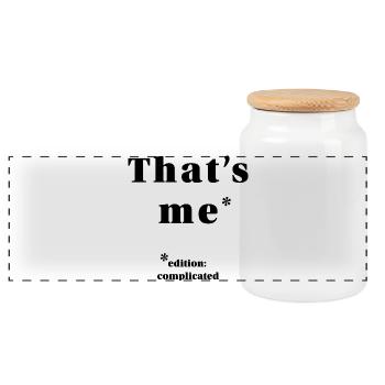 ME – it’s complicated | minimalistisches Statement - Panorama Keksdose mit Holzdeckel - Weiß - Vorne