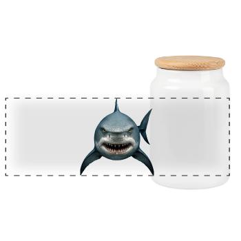 Hai Haifisch Kostüm Ozean Meerestier gefährlich - Panoramic Cookie Jar with Wooden Lid - white - Front