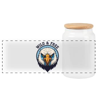Wild and Free Eagle - Panoramic Cookie Jar with Wooden Lid - white - Front