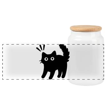 Chat Chat - Boîte à biscuits avec couvercle en bois - blanc - Devant