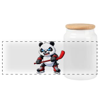 Süßer Panda Eishockeyspieler Aggressiver Hockey Ca - Panorama Keksdose mit Holzdeckel - Weiß - Vorne