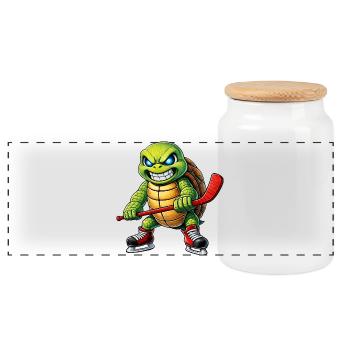 Süße Schildkröte Eishockeyspieler Cartoon Hockey - Panoramic Cookie Jar with Wooden Lid - white - Front
