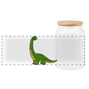 Dinosaurier  - Panorama Keksdose mit Holzdeckel - Weiß - Vorne