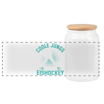 Des garçons cool qui jouent au hockey sur glace - Boîte à biscuits avec couvercle en bois - blanc - Devant