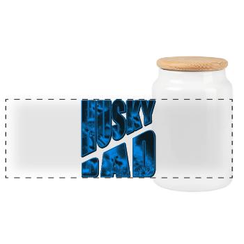 Husky Bad Neon Eisdesign - Panoramic Cookie Jar with Wooden Lid - white - Front