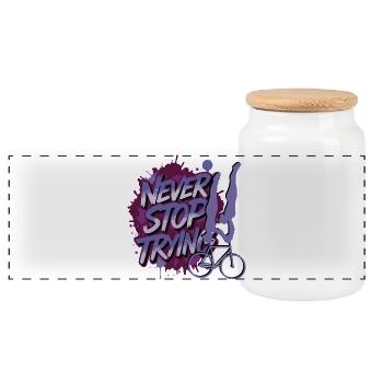 Artistic cycling, artistic cycling, indoor cycling - Panoramic Cookie Jar with Wooden Lid - white - Front
