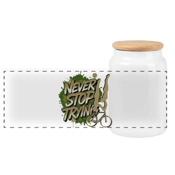 Artistic cycling, artistic cycling, indoor cycling - Panoramic Cookie Jar with Wooden Lid - white - Front