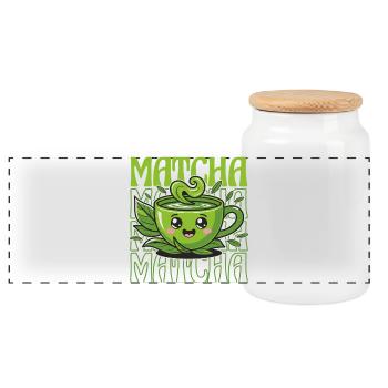 Funny matcha design for matcha lovers - Panoramic Cookie Jar with Wooden Lid - white - Front