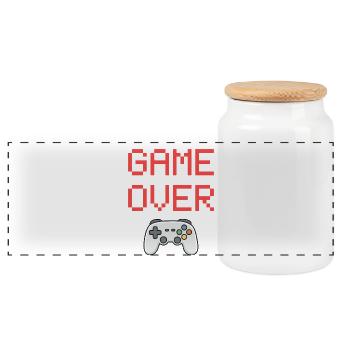 Game Over – Gamer Controller T-Shirt - Panoramic Cookie Jar with Wooden Lid - white - Front