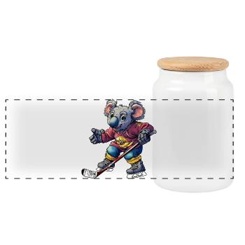 Eishockey Koala - Panorama Keksdose mit Holzdeckel - Weiß - Vorne