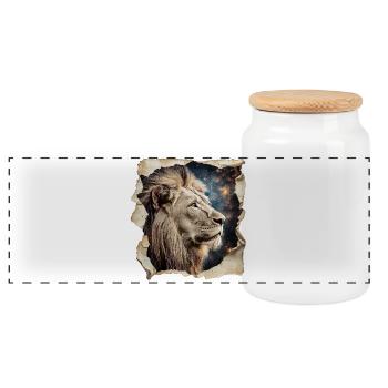 Lion - Boîte à biscuits avec couvercle en bois - blanc - Devant