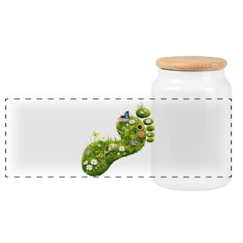 Empreinte verte des fleurs et de la nature - Boîte à biscuits avec couvercle en bois - blanc - Devant