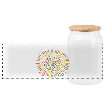 Confetti in the heart of Carnival Carnival - Panoramic Cookie Jar with Wooden Lid - white - Front