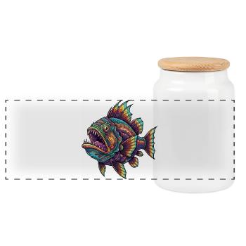 Poisson arc-en-ciel avec motif - Boîte à biscuits avec couvercle en bois - blanc - Devant