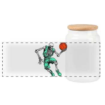 Skeletons Basketball - Boîte à biscuits avec couvercle en bois - blanc - Devant