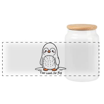 Pingouin aux joues roses - Boîte à biscuits avec couvercle en bois - blanc - Devant