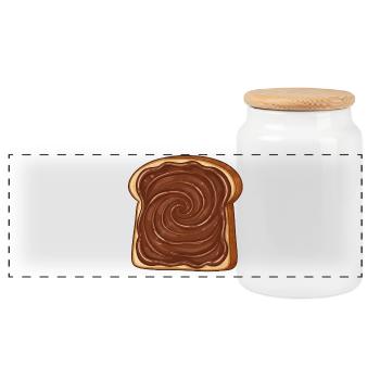 Pain aux noix et nougat - Boîte à biscuits avec couvercle en bois - blanc - Devant