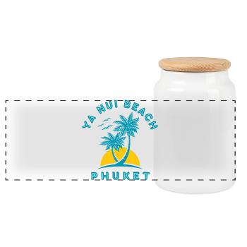 Coucher de soleil de palmier de Phuket Beach - Boîte à biscuits avec couvercle en bois - blanc - Devant