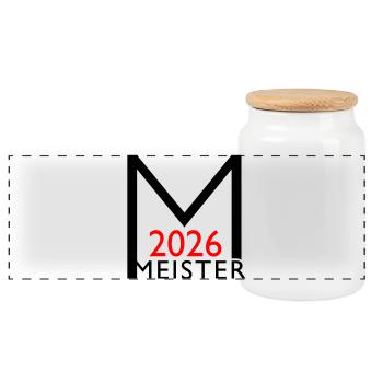 Meister 2026 Meisterschaft - Panorama Keksdose mit Holzdeckel - Weiß - Vorne