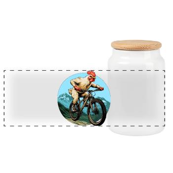 Vélo de poulet - Boîte à biscuits avec couvercle en bois - blanc - Devant