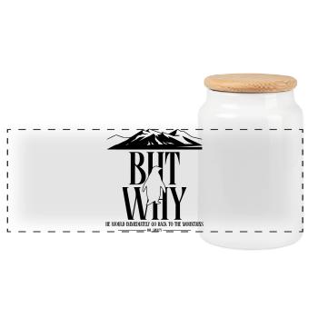 But Why Penguin Meme Minimalist Art - Panoramic Cookie Jar with Wooden Lid - white - Front
