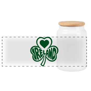 Keltisches Shamrock Herz Ireland - Panorama Keksdose mit Holzdeckel - Weiß - Vorne