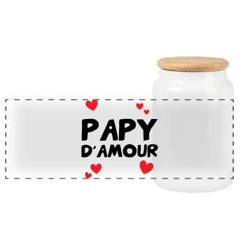 Papy d’amour – famille tendresse humour cadeau  - Boîte à biscuits avec couvercle en bois - blanc - Devant