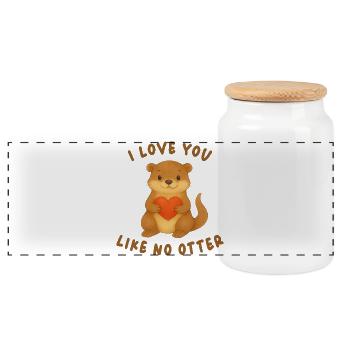 Love You Like No Otter – Süßer Otter mit Herz - Panorama Keksdose mit Holzdeckel - Weiß - Vorne