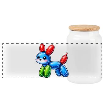 Petit chien ballon mignon - un chien mignon fait de ballons - Boîte à biscuits avec couvercle en bois - blanc - Devant